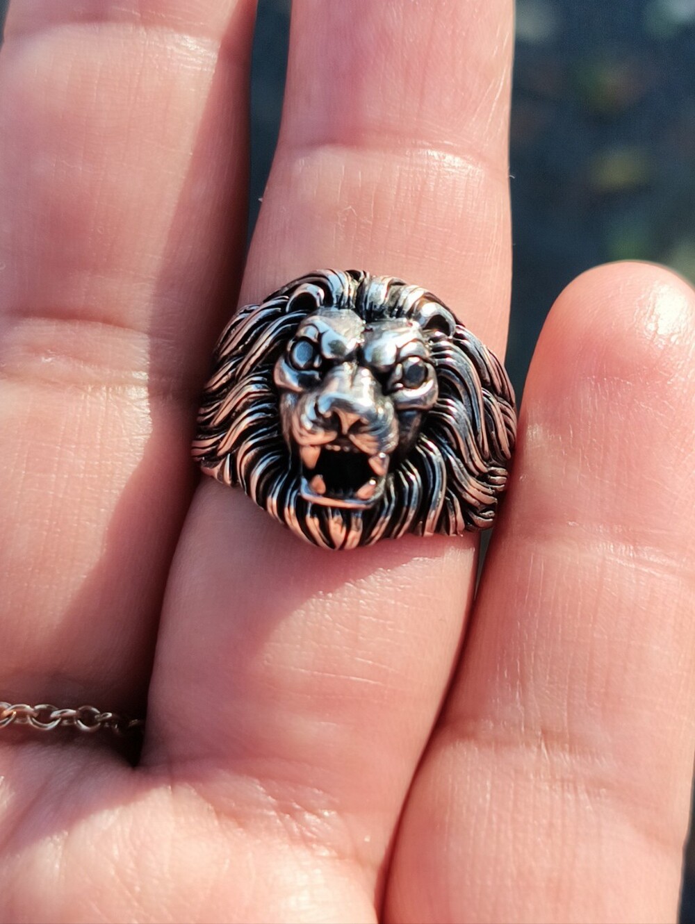 925 Sterling Silver Lion Head Ring in Sz.9